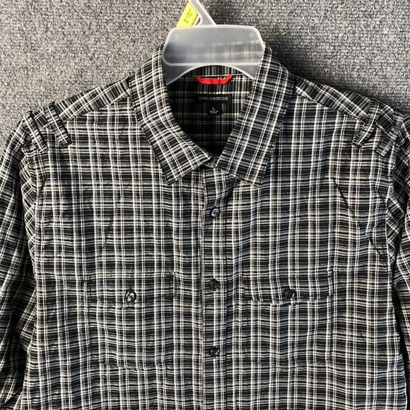 Sons of Intrigue Long Sleeve Button Up Shirt Large Men's Plaid Black 100% Cotton - Picture 2 of 9